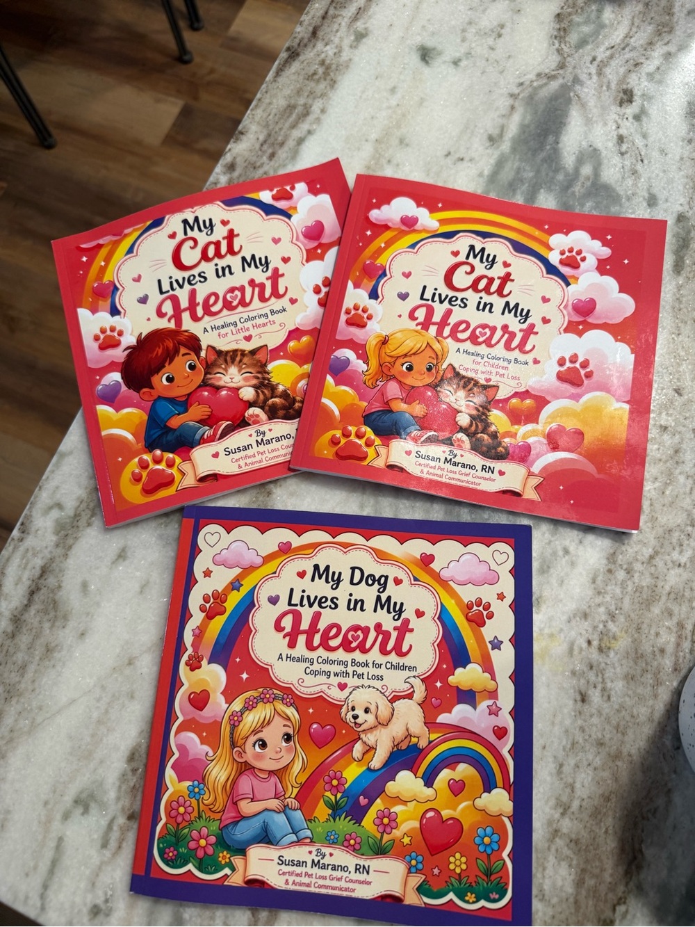 My Cat Lives In My Heart Coloring Book - Pink/Red Cover, , 3 different versions
